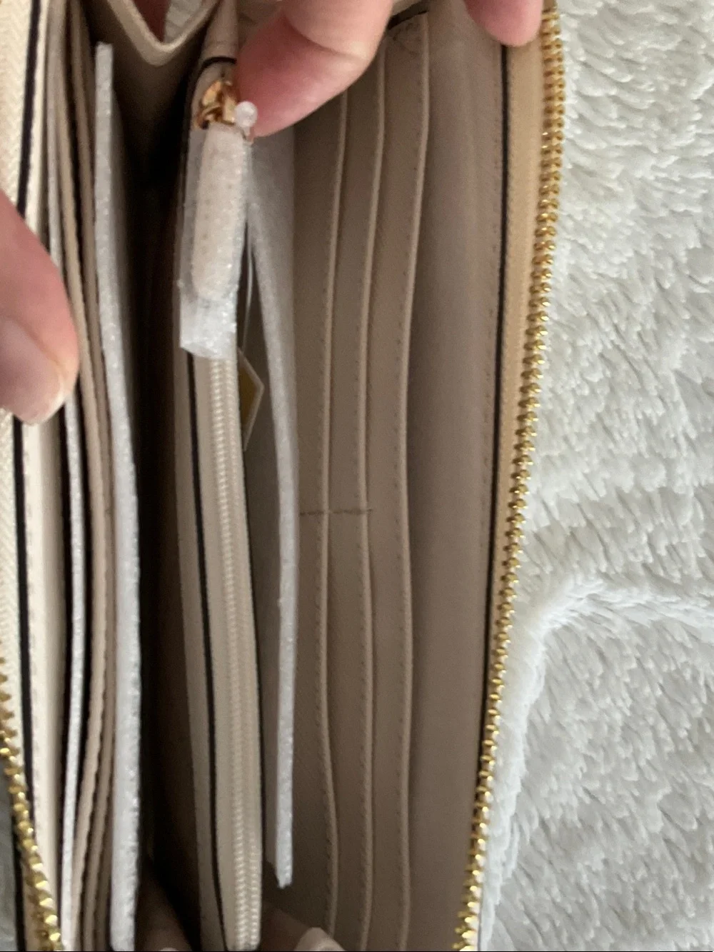 Michael Kors Pale Cream Zip-Around Saffiano Continental Wallet